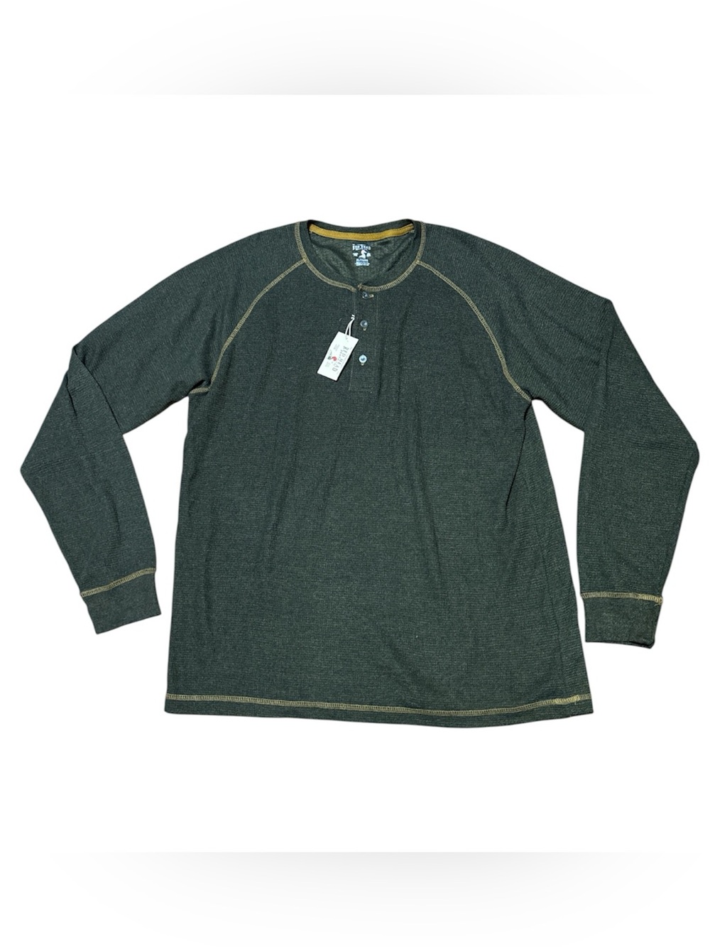 RedHead Thermal Henley Shirts for Men - Long Sleeve - Green Heather - XL